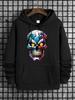 New Cartoon Print Men'S Stylish Casual Drawstring Hoodie for Autumn And Winter, Comfortable Long-S