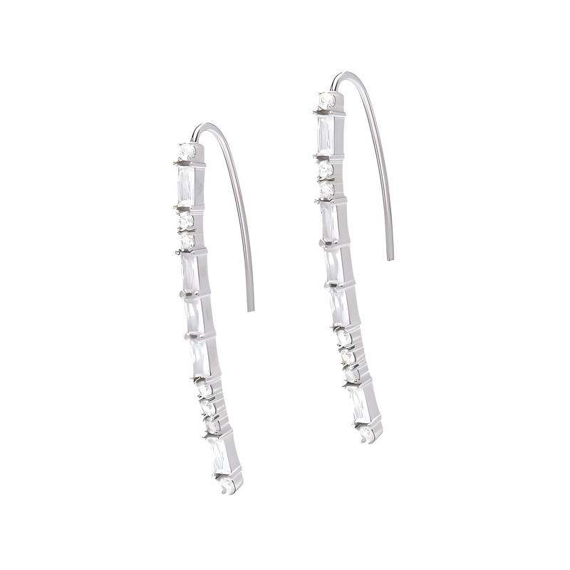 Emporio Armani long row of tassels silver synthetic cubic zirconia earrings women s silver EG3606040_NLP_NLC серебряный