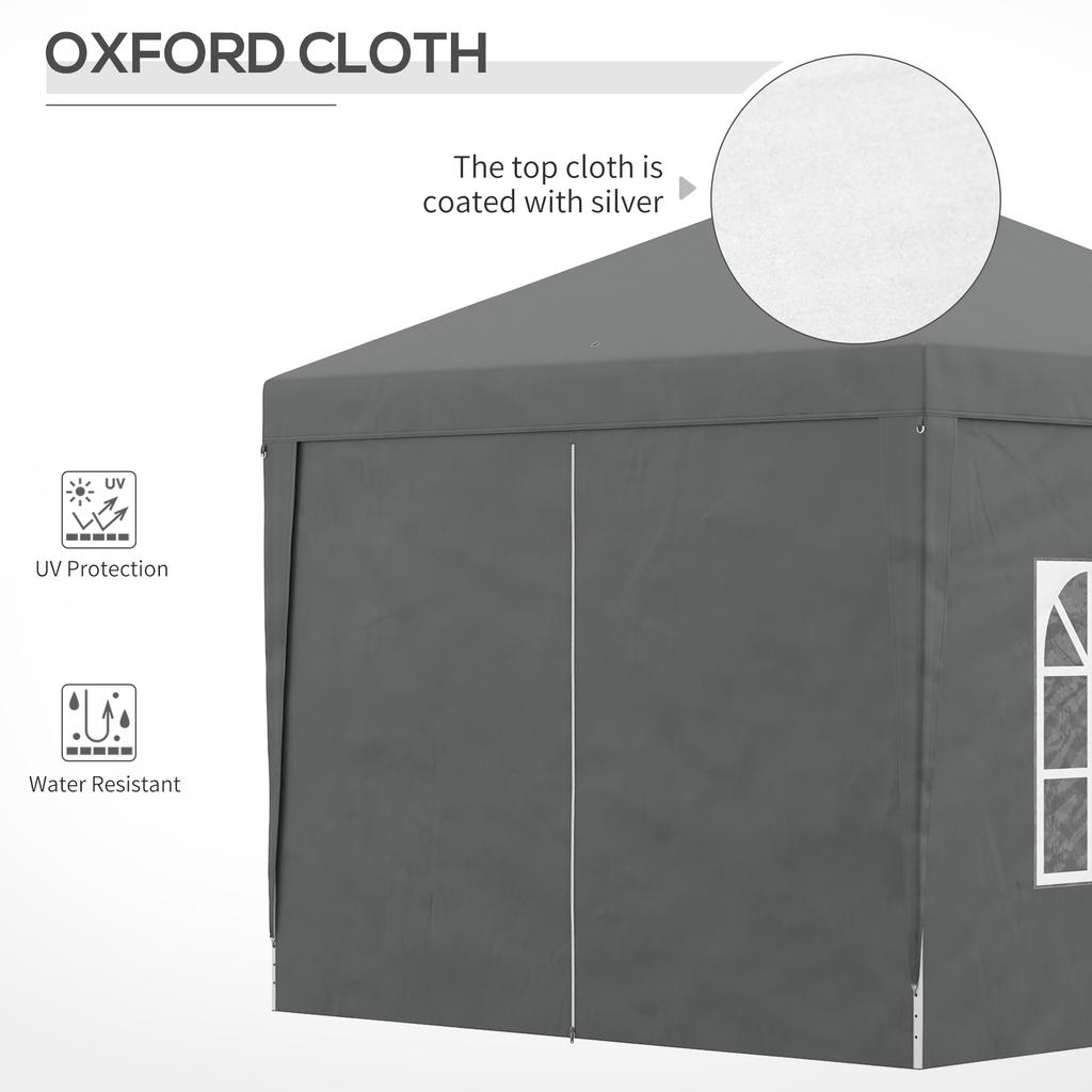 3x3(m) Pop-Up Gazebo, with Curtain Walls and Windows, Grey