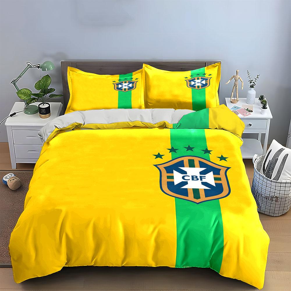 Green Stripe, CBF Emblem. Bedding Sets Duvet Cover Sets Duvet Covers Pillowcases(1*Duvet Cover 2*Pillowcases Without Duvet Insert)