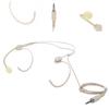 Beige 3.5mm Jack Male Screw Lock Binaural Hanging Microphone for Bodypack Transmitter