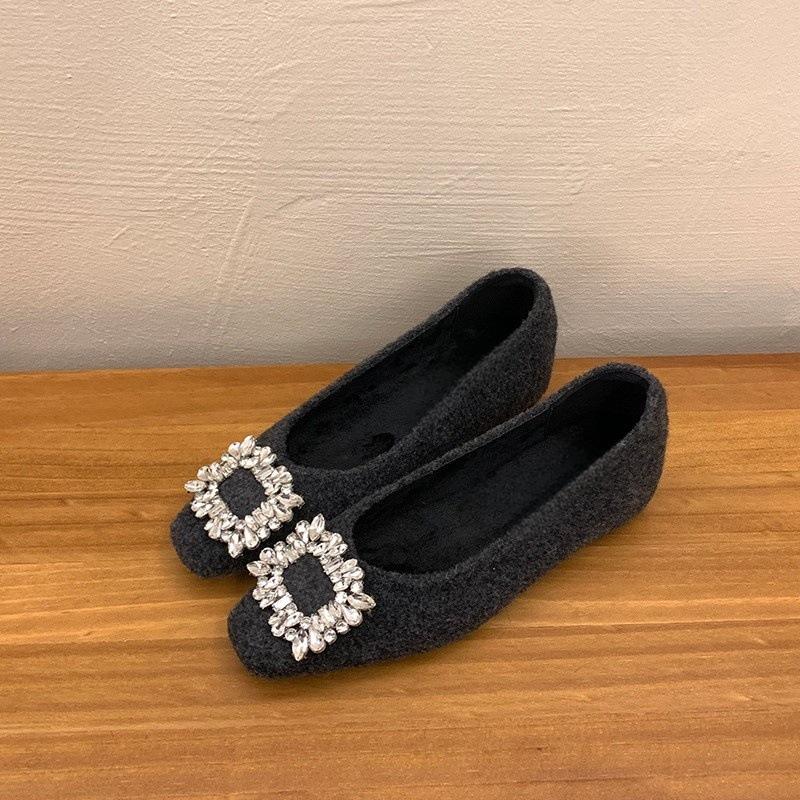 

Rhinestone square head fluffy single shoes women s winter velvet to keep warm shallow mouth soft sole grandma shoes increase in height 40 сірий колір