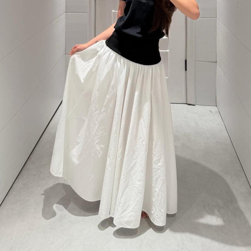 Ralph Spring Contrasting Skirt Waist A-shaped Skirt War Horse Embroidery Retro Elastic Waist Skirt
