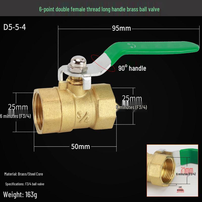 Copper Ball Valve, Female to Male, Multiple Thread Sizes, Quick Open Long Handle for Tap Water Pipe.