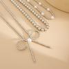 Sweet And Cool Style Imitation Pearl Bow Necklace, Personalized Ccb Beaded Collarbone Chain Necklace