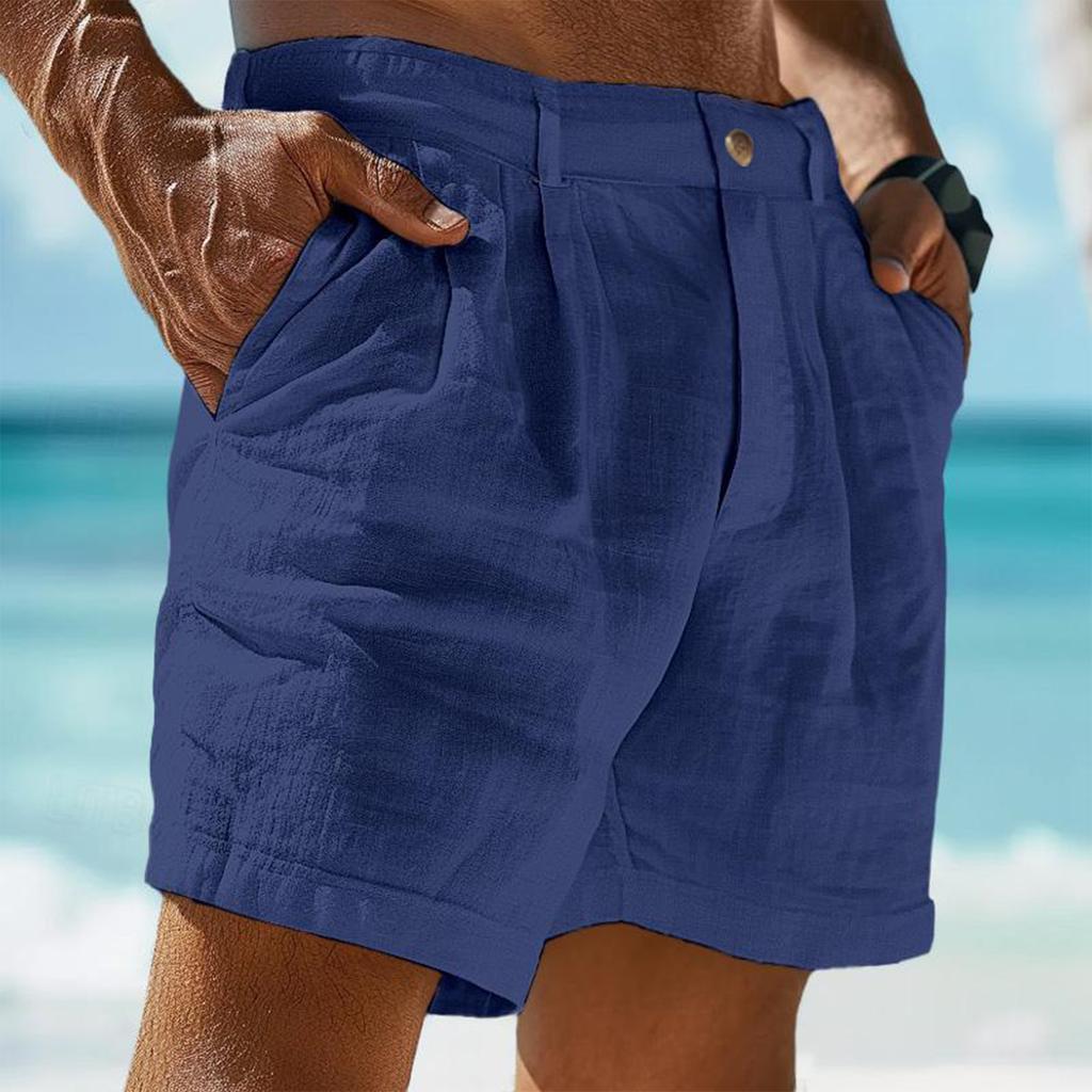 Men's Casual Shorts With Comfortable Lightweight Button Pockets And Monochrome Beach Shorts
