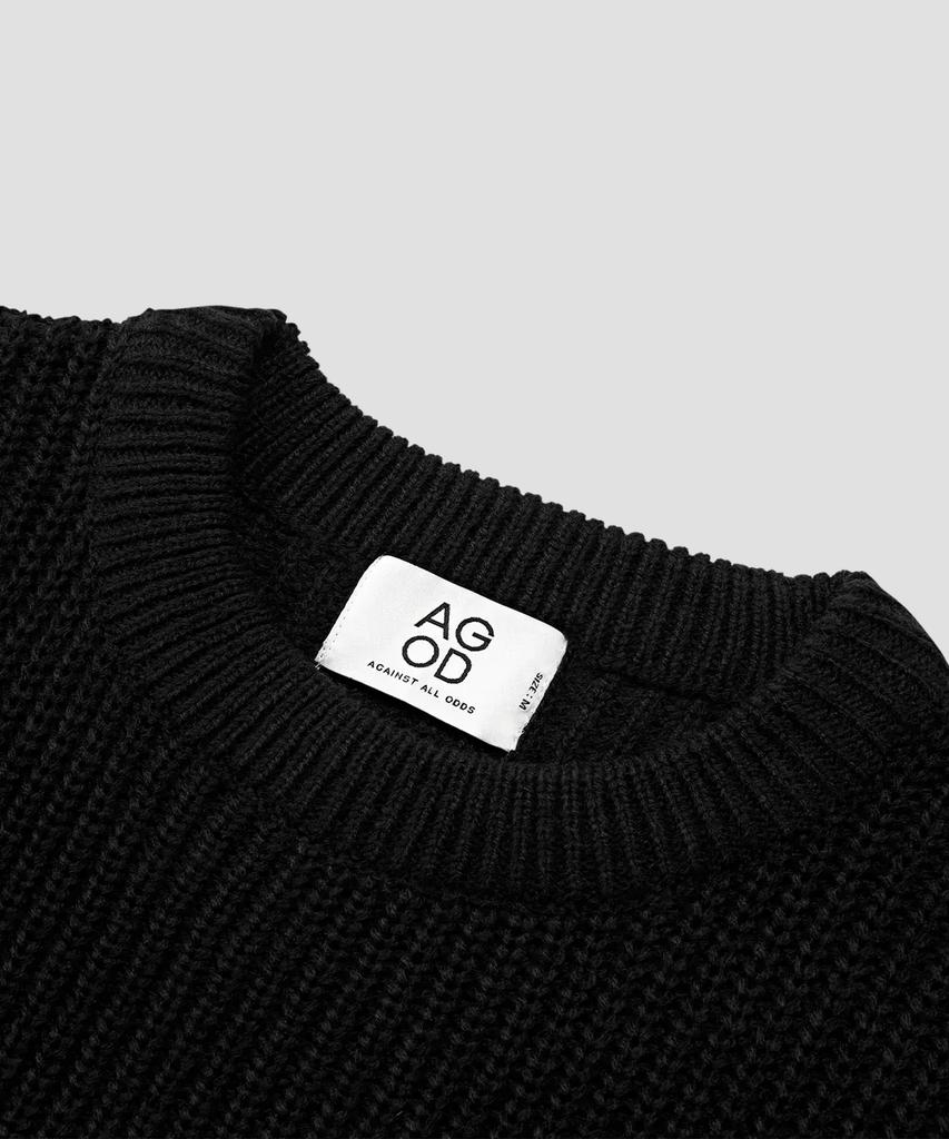 AGOD Crew Neck Rib Oversized Hazzi Knit [Black]
