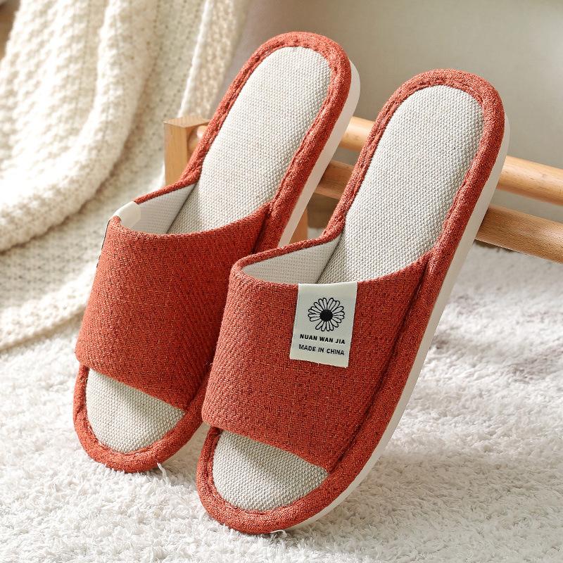 

Льняные тапочки мужские четырехместные домашние бесшумные впитывающие пот износостойкие нескользящие тапочки из хлопка и льна мужские 36/37 yards (one size smaller) оранжевый