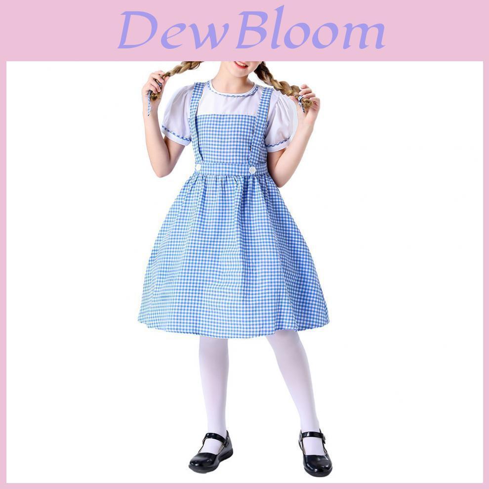 Wizard Of Oz Blue Checkered Costume Dress With Headband For Girls Roleplay Special Characters Included