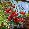 Acrylic Red Poppy Flowers Suncatcher, Stained Glass Style Window Hanging Ornament for Garden and Floral Art Lovers