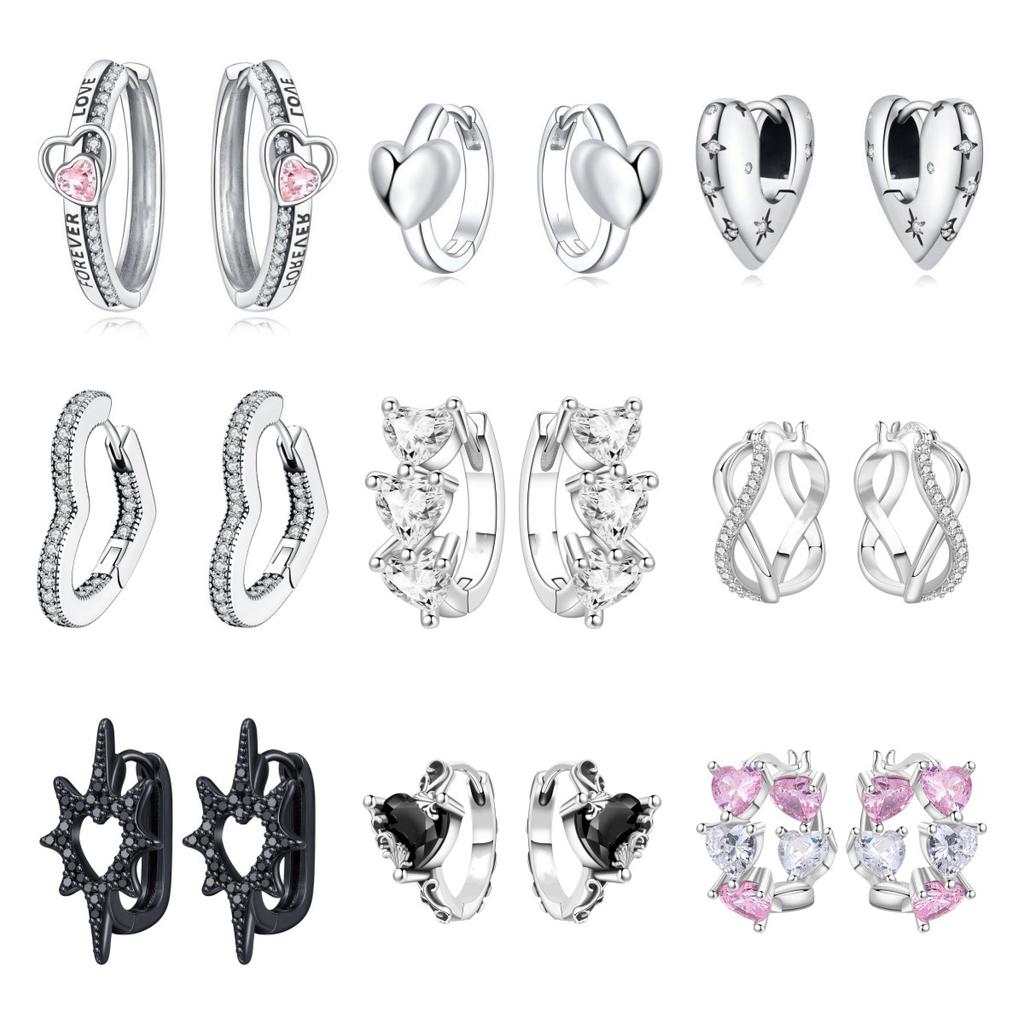 Elegant Heart Zircon Infinity Hoop Earrings Fashionable Advanced Temperament Jewelry For Women