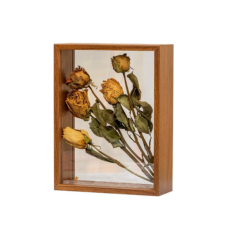 DIY Solid Wood 3D Transparent Photo Frame with Dried Rose & Gypsophila Specimen