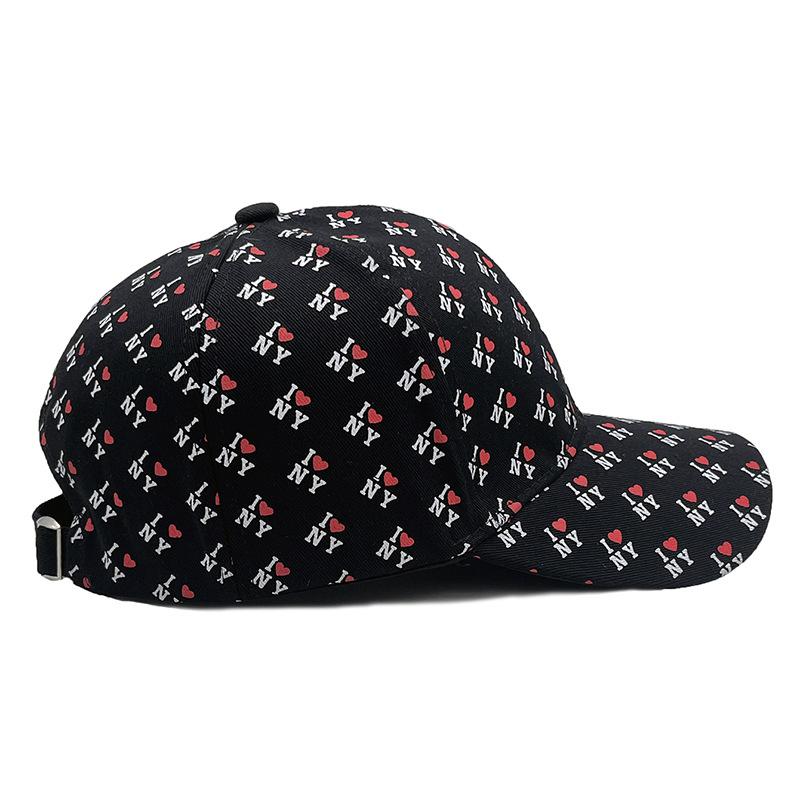 Spring And Summer Peaked Cap Sun Hat Street Personality Red Heart Ny Printed Baseball Cap Men'S Hat