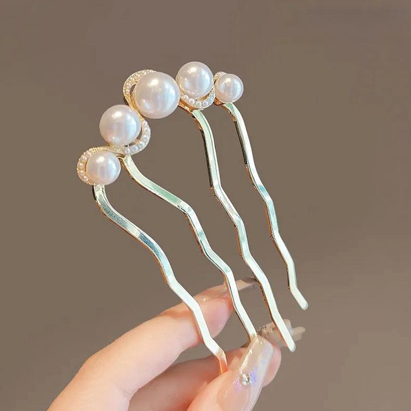 

U Shaped Hairpin For Women Trendy Exquisite Pearl Hair Stick Elegant Jewelry Hair Pin Girls Trendy Daily Life Hair Accessories