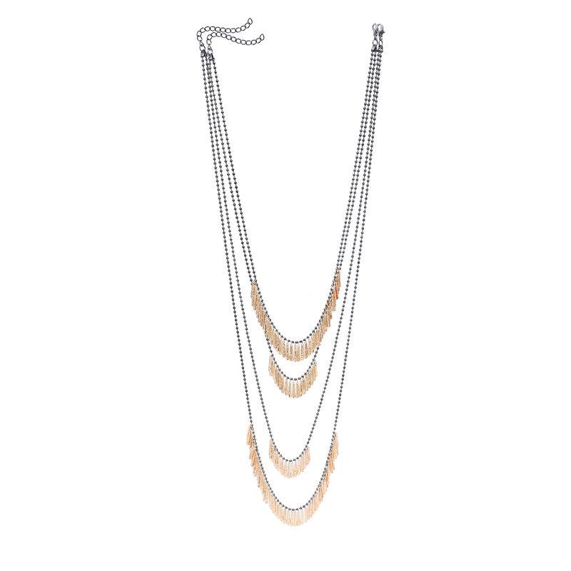 and American New Style Exaggerated Multi-Layered Tassel Geometric Gold Necklace, Fashionable and High-End, Big-Name Layered Neck Chain, Clavicle Chain Gold