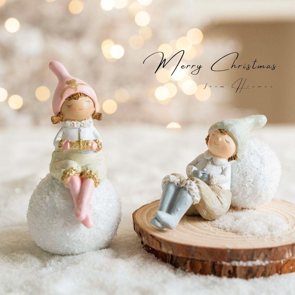 Resin Angel Girl Desktop Decoration Angel Design Waterproof Christmas Scene Arrangement White Gold Pink Angel Girl Decor