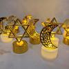 Islamische Ramadan Lampendekorationen 2026 Muslimischer Halbmond Kerze LED Lampe Stern und Mond Laternen Desktop Partyzubehör Muslimisches Geschenk