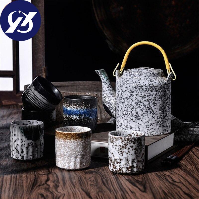 Tebolle i japansk stil Keramisk tekopp Vintage kontorvannkrus Husholdnings-teutstyr Drikkevarer Kreativt keramikk tekopper Håndverk