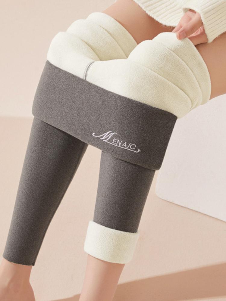 Autumn and Winter Leggings with Thickened Fleece for Women's Outerwear Cotton Pants, German Velvet Self Heating High Waist Tight Lamb Wool Warm Pants