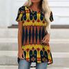 Túnicas Casuales Informales para Mujer con Estampado, Cuello Redondo, Dobladillo Irregular y Manga Corta