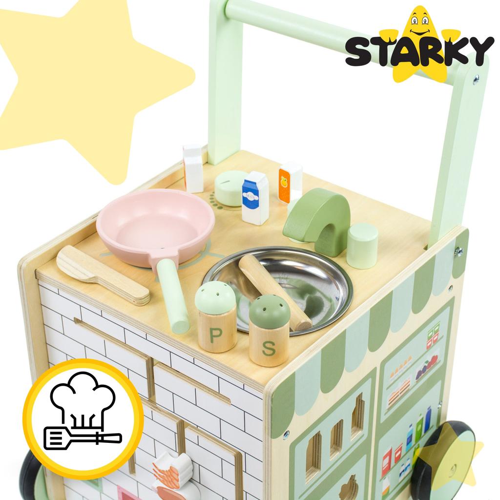 Ride-on pusher walker wooden educational table kitchen solid children