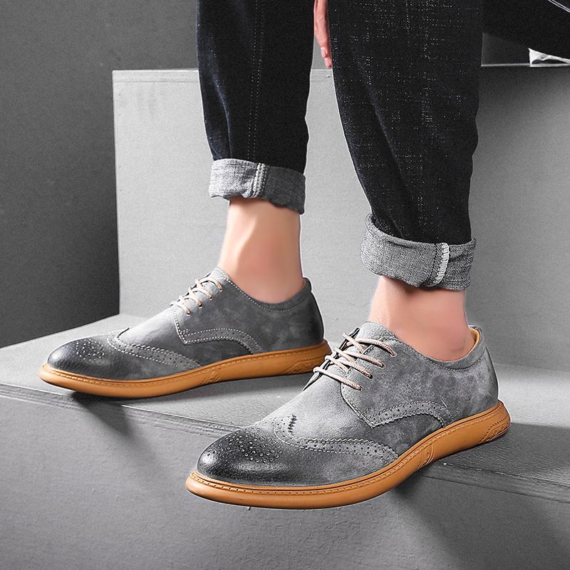 Men's Brogues Shoes Casual Suede Leather Oxford Shoes For Men Flats Shoes