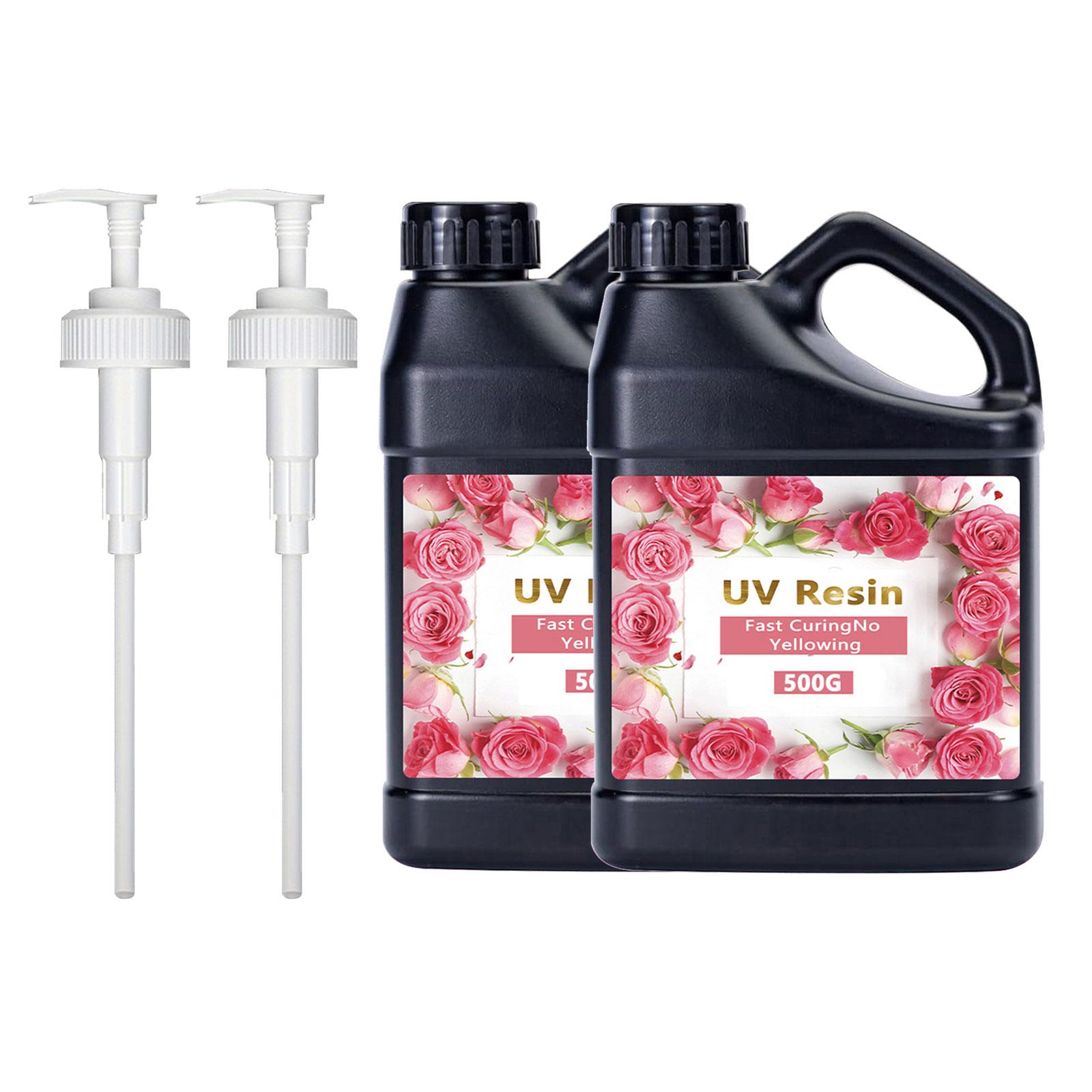 

Большая бутылка УФ-смолы с насосом для профессионального использования УФ-смоляный клей, устойчивый к атмосферным воздействиям УФ-клей для художественных творений 2 розовый