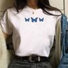 Short Sleeve Summer Fashion Women's Clothing Beautiful Watercolor Butterfly Printing White Ladies Casual Loose Personality TT-shirt