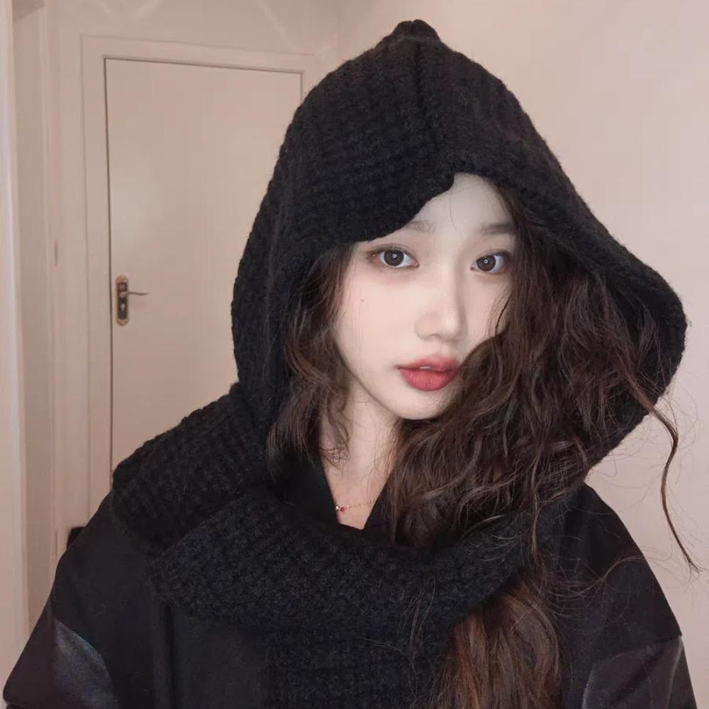 Triangular Knitted Hooded Caps Soft Winter Neckerchief Hat Neck Collar Beanies Caps  Outdoor