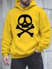 Cool Kids Hip Hop Sports Hooded Sweatshirt, Front Skull Bone Graphic, Loose Drawstring Pullover For Boys Street Wear