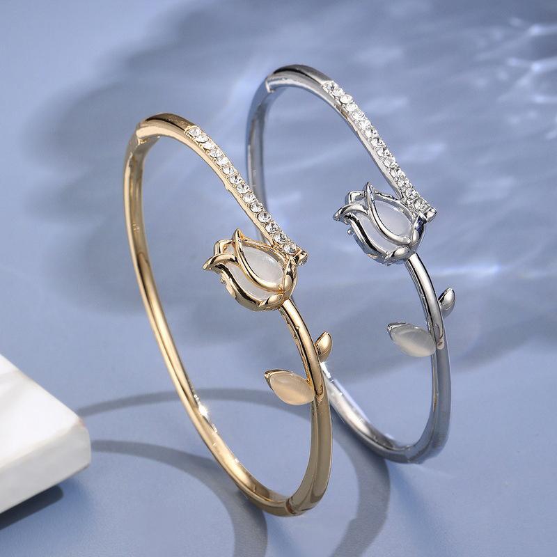 Exquisite Tulip Zircon Bracelet For Women Girls Fashionable Personalized Daily Jewelry Accessories Birthday Anniversary Gifts