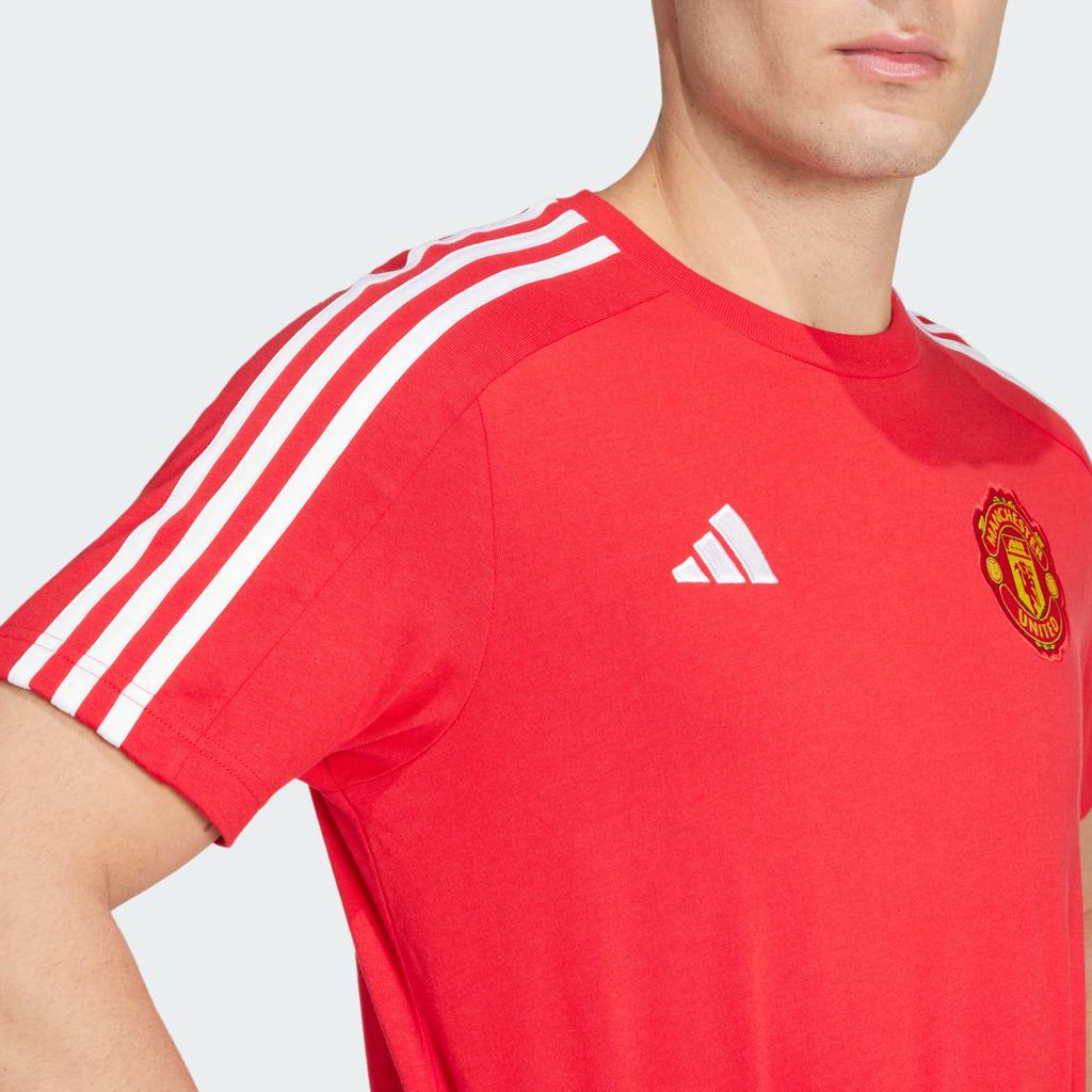 Adidas Manchester United DNA Striped Embroidered Crew Neck Short Sleeve Football Shirt Men Tops IT4162
