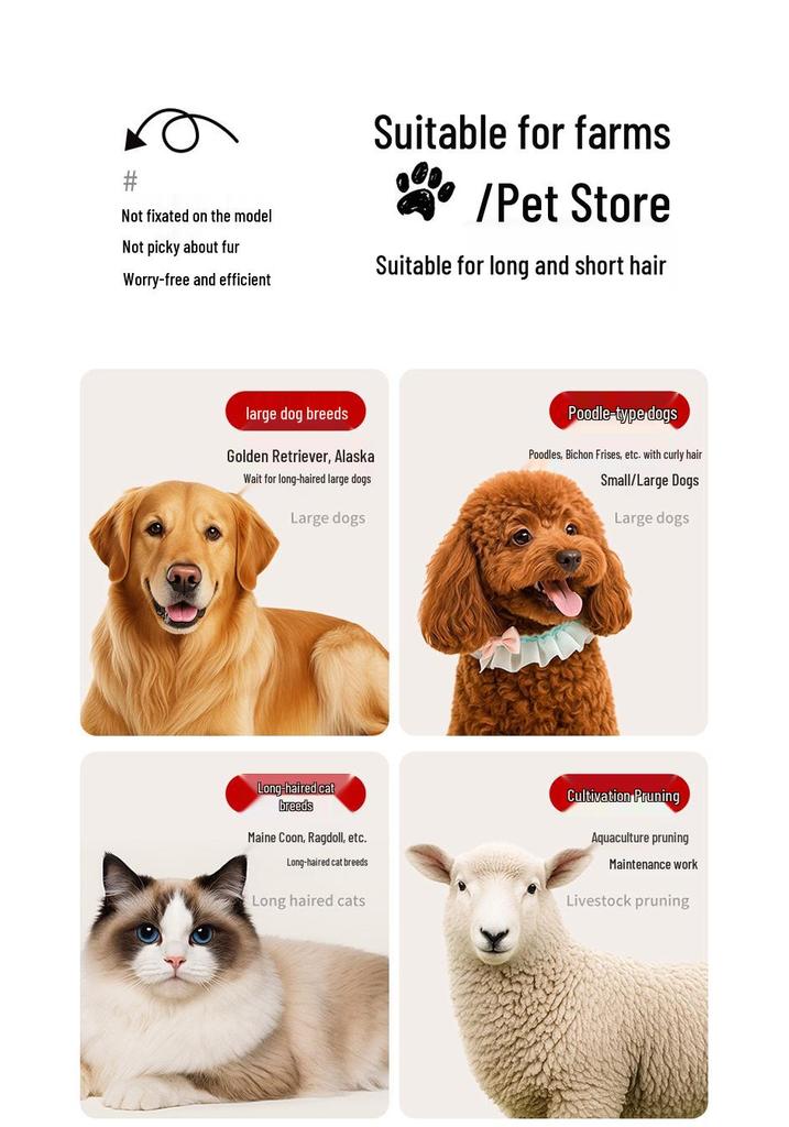High-Power Rechargeable Pet Grooming Clippers for Dogs and Cats