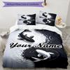 3PC Custom Name Koi Fish Yin Yang Bedding Set Duvet Cover Closure Includes 1 Duvet Cover & 2 Pillowcases for Bedroom