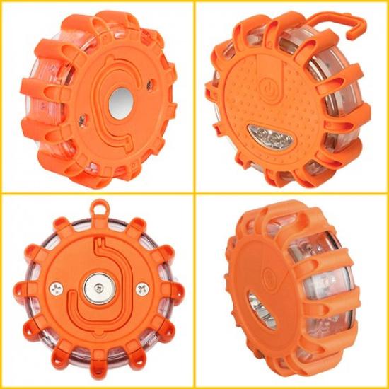 8 LED Road Flares Emergency Disc Safety Light Flashing Roadside Beacon Warning'