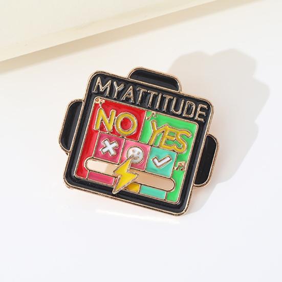 Brosche Social Battery Pin Interaktive Stimmungsnadel My Attitude Mood Shift Emaille-Brosche Schiebebar