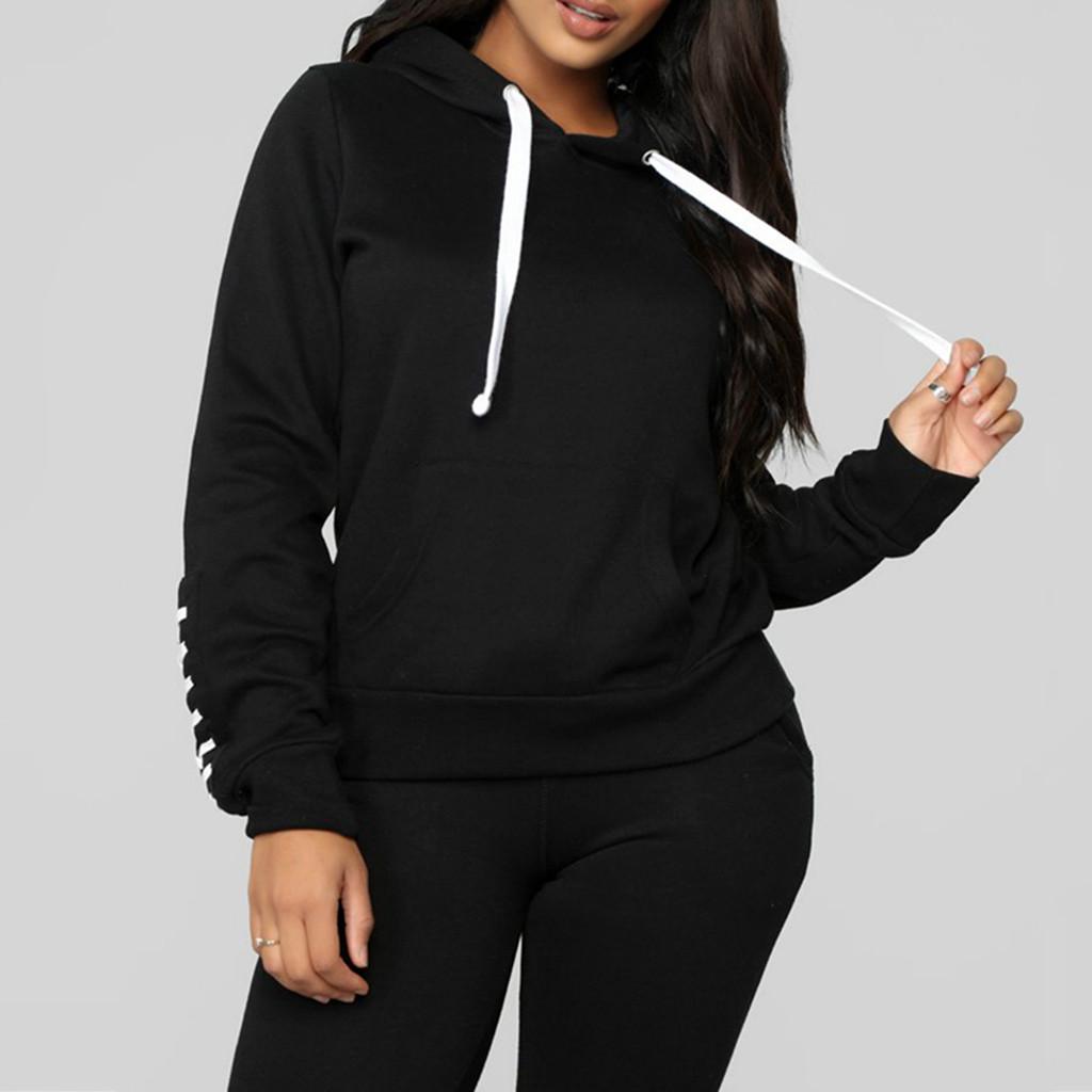 Fashion Women Casual Stripe Lace Long Sleeve Pullove Sport Tops+Long Pants Set