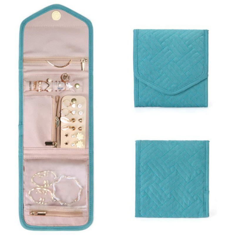 Luxury Portable Jewelry Organizer Bag - Travel Jewelry Case with Zipper Pockets for Earrings Necklaces Rings Gift Ready