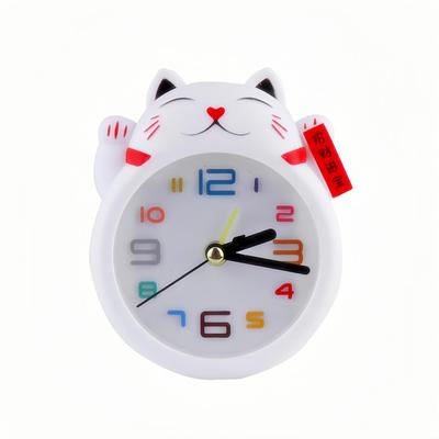 Creative Fashion Cartoon Cat Alarm Clock - Business Opening Gift, Home Decor, Bedside Alarm, Student Gift (White)