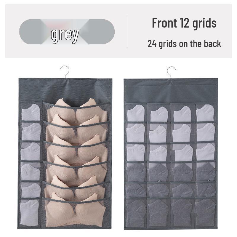 Dual-Sided Hanging Underwear Organizer for Wall or Dorm, Ideal for Bras and Panties.