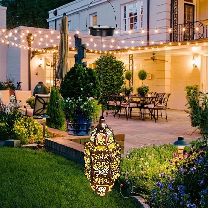 Hanging Solar Powered Moroccan Lantern Outdoor Decoration High-efficiency lithium battery technology Waterproof Decorative Light