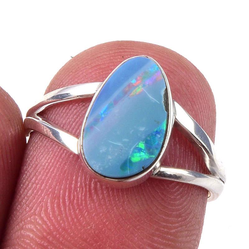 

Кольцо из стерлингового серебра 925 пробы с натуральным австралийским опалом S.6 z7M09