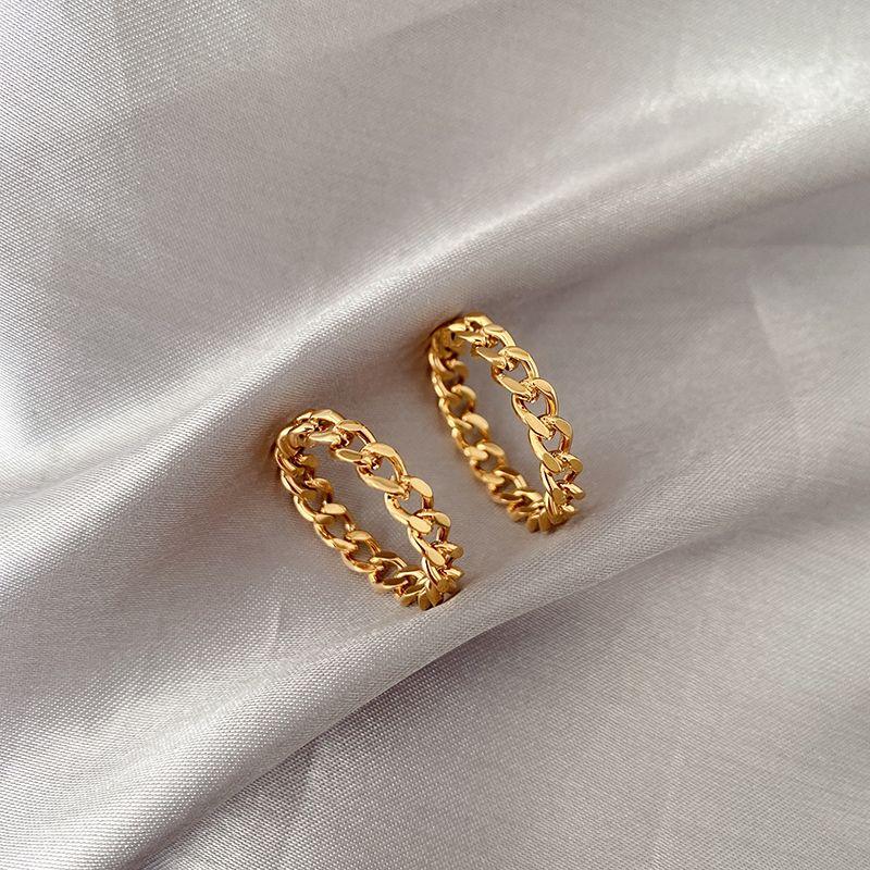 INS Fashion Female Twin Index Finger Ring Internet Celebrity Chain Chain Titanium Steel Ring (Us Size 6)