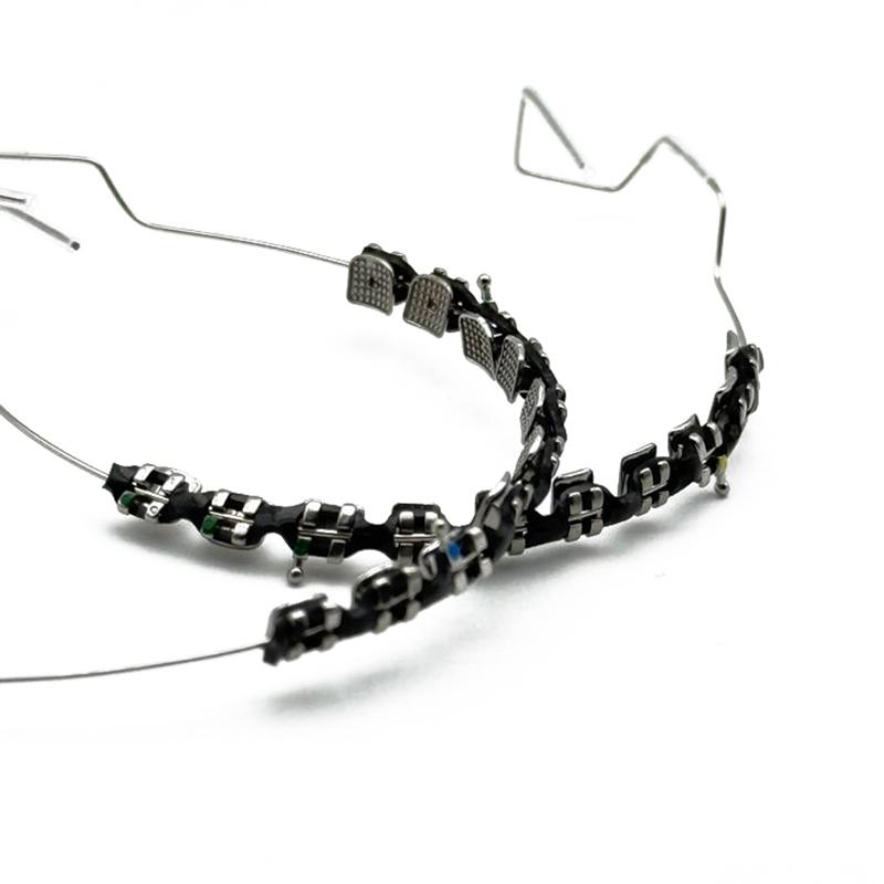 

1 пара цветных брекетов стоматологические накладные брекеты с крючком временное украшение зубов с металлическими дугами лигатура для брекетов чёрный