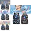 Urban Chic Disney Stitch Backpack Black Canvas Large Capacity Breathable Waterproof