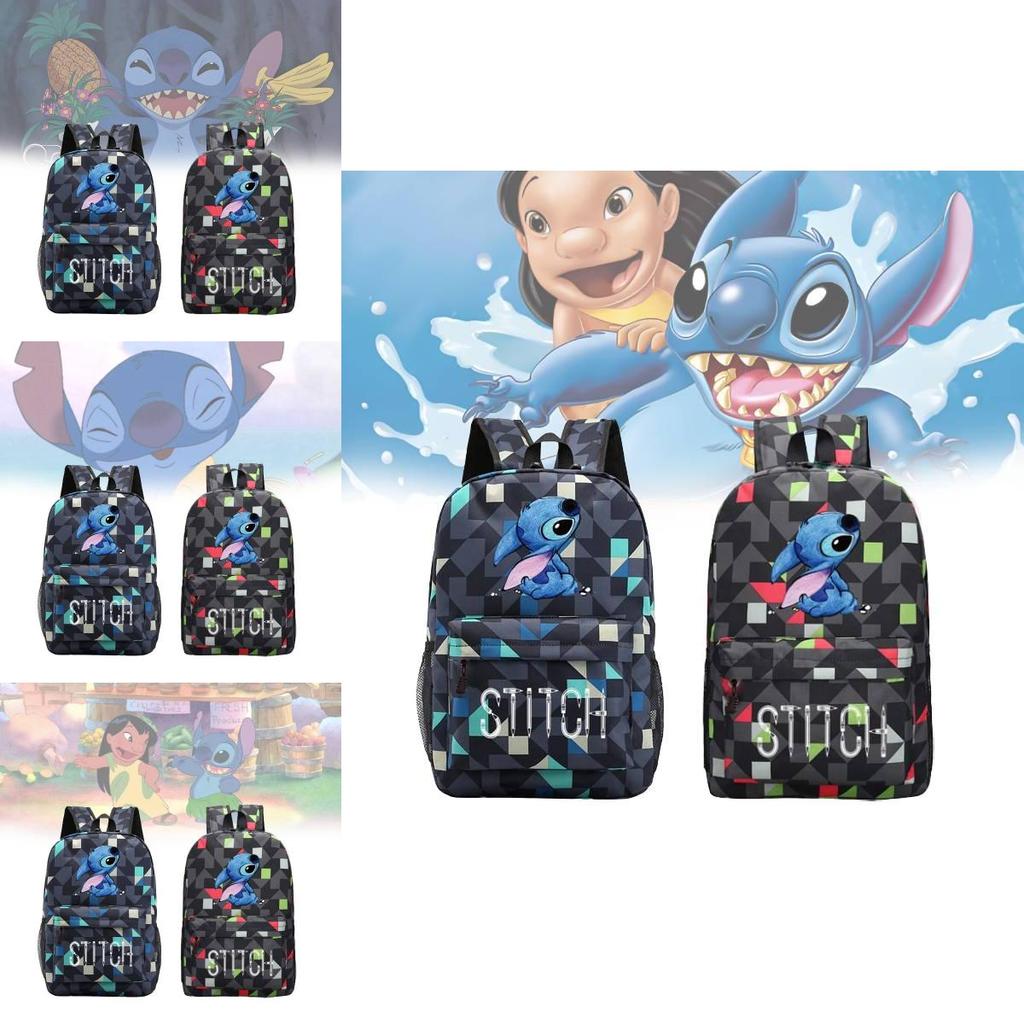 Urban Chic Disney Stitch Backpack Black Canvas Large Capacity Breathable Waterproof
