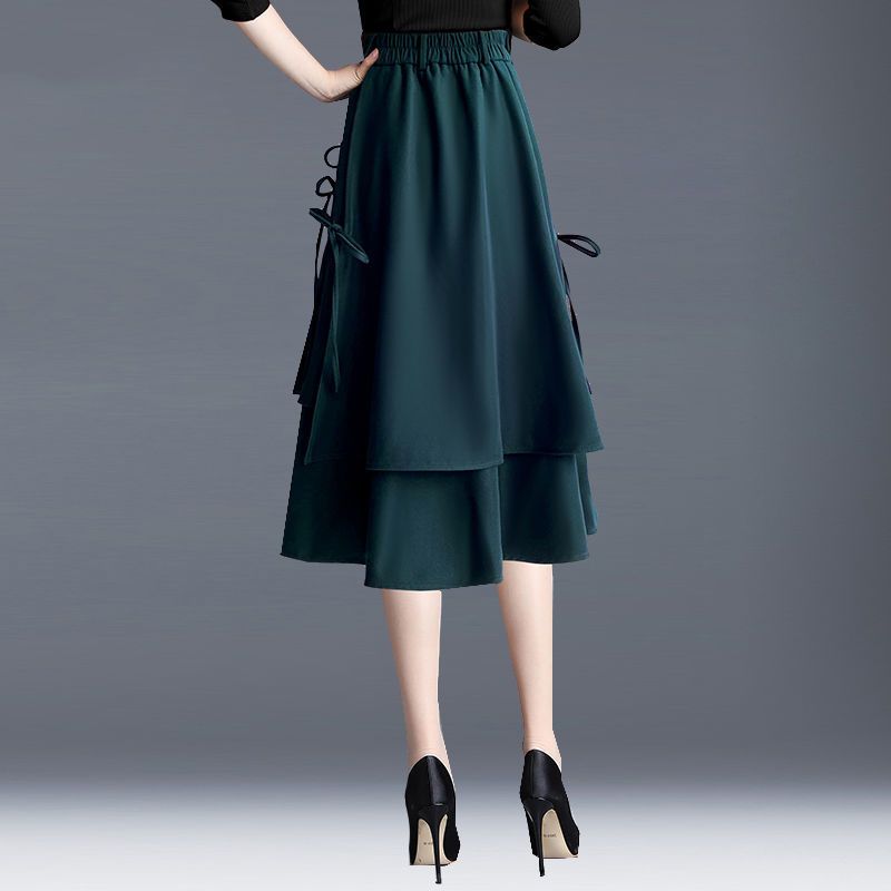 Spring and Autumn Half Length Skirt Women's A-line Skirt High Waist Package Hip Commuting Medium Length Skirt