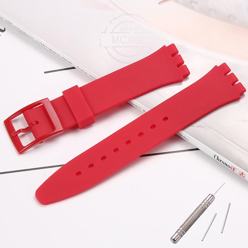 Silicone Watch Band For Swatch 17mm 19mm 20mm Pin Buckle Waterproof Bracelet Wristband Watch Accessories