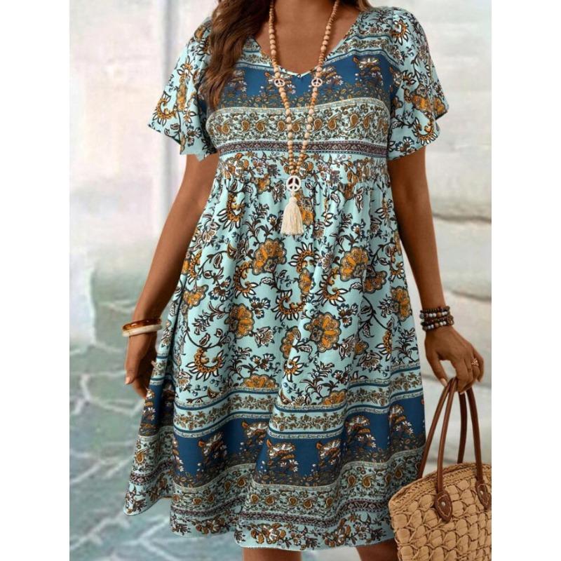 IHUASU Fashion Summer Spring Short Sleeve O-Neck Casual Dresses