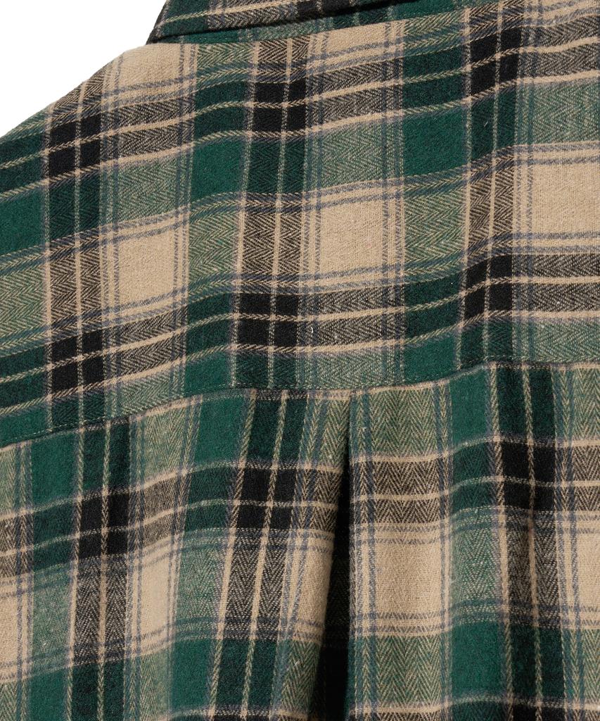 STANDARDERROR 87-Stan088 Hav Vintage Oversize Kieszeń Długi Rękaw Koszula w Kratę Zielona